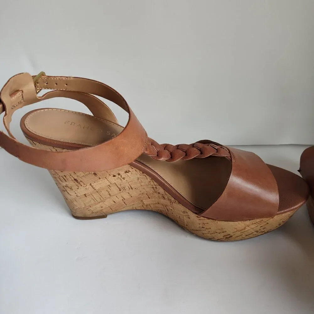 Franco Sarto Tan Leather Wedge Sandal